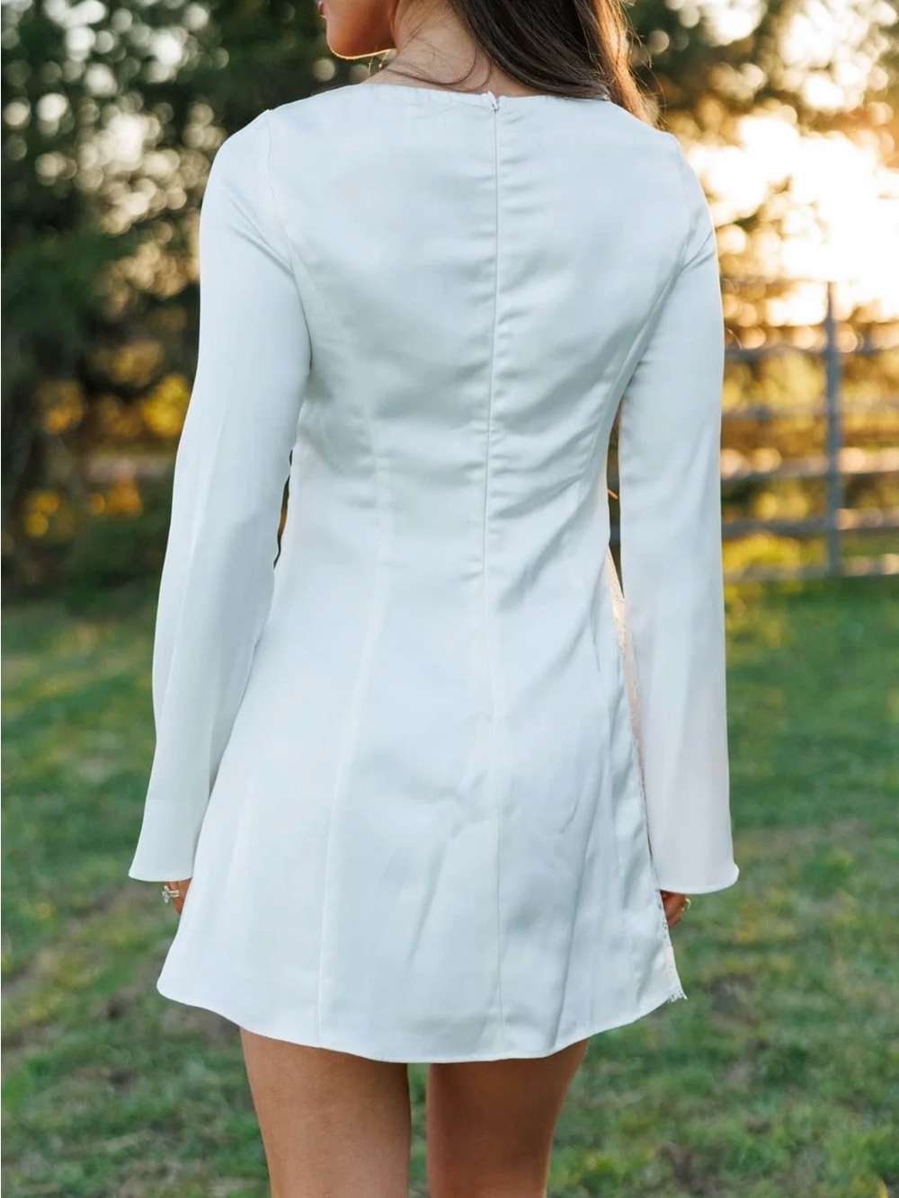 Chic Ivory Long-Sleeve Mini Dress